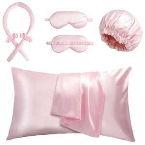 Custom Stain Silk Pillowcase Shower Cap Curler Hair Ring Portable Sleep Eye Mask Sets - Product Image 1