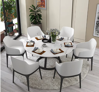 Vente Directe Usine Chaises en Velours 4 et 6 Places, Table à Manger Ronde Rotative à Plateau en Marbre et Ensemble de Chaises pour Maison et Hôtel