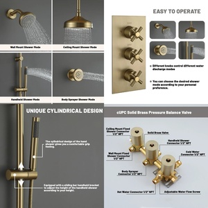 Cross-border 8-inch Concealed Lifting Rod Handheld <b>Shower</b> Dual <b>Shower</b> Head Zinc Nozzle <b>System</b> Top Spray Chrome Hotel Use BXW-017 - Product Image 3