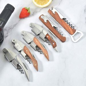 Wholesale Custom Logo Manual Rose Wood Waiters Wine <b>Bottle</b> Opener Professional Stainless Steel Corkscrews - Product Image 5