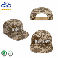 Casquette Snapback à 5 panneaux à visière plate, certifiée OCS, avec impression numérique camouflage style Pixel personnalisé, broderie en relief, vente en gros, usine OEM