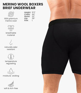 CELINNE Ultra Soft <b>Merino</b> Wool men <b>Boxer</b> Briefs Odor Resistant Thermal Regulation open front Mens Underwear - Product Image 4