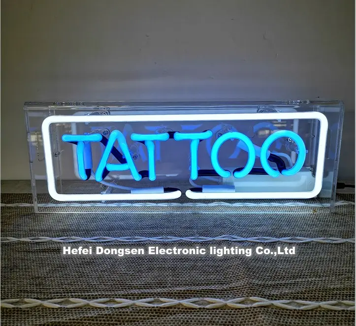 Hot Sale neon sign TATTOO letters neon box custom table and wall mounted light up neon letter light