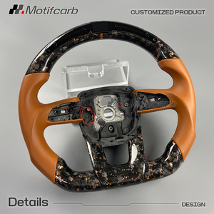 Volante de Fibra de Carbono Forjado en Oro con LED Personalizado para Lamborghini Urus 2019-2025, con Empuñaduras de Cuero Marrón - Product Image 3
