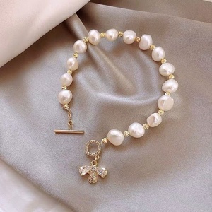Bracelet en acier inoxydable 316L avec pendentif croix personnalisé en perle naturelle et zircon, bijoux de mode pour femme - Grande Vente - Product Image 5