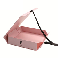 Boîte plate pliable en papier rose de luxe, emballage de stockage en carton, ruban magnétique, boîtes cadeaux avec votre Logo pour mariage