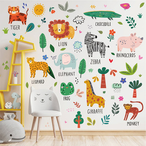 Autocollants muraux imperméables en PVC personnalisés, <span class=keywords><strong>animaux</strong></span> de la forêt mignons et dessinés, pour la décoration de la chambre d'enfant, <span class=keywords><strong>autocollant</strong></span> <span class=keywords><strong>mural</strong></span> pour la décoration de la maison - Product Image 1