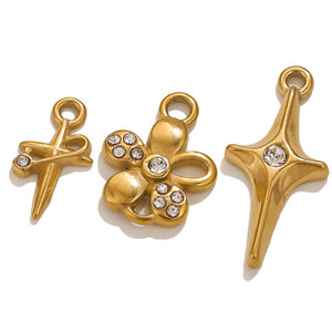 复古不锈钢锆石星星项链吊坠简约大象海龟海星爱心蝴蝶结吊坠给我女儿 - Product Image 3