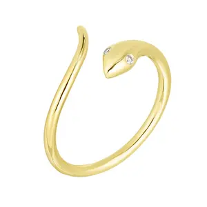 Gemnel minimalist 925 sterling silver jewelry gold white cz eye snake adjustable stacking ring