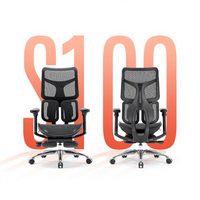 Siège de bureau exécutif moderne de luxe de haute qualité S100, chaise ergonomique en aluminium avec repose-pieds rétractable et dossier réglable
