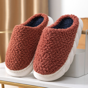 Pantofole invernali calde con plateau <span class=keywords><strong>donna</strong></span> uomo coppie al coperto scarpe pelose casa antiscivolo peluche spessa suola morbida <span class=keywords><strong>calzature</strong></span> Comfort per la casa - Product Image 4