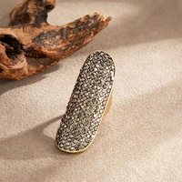 Bague en métal vintage antique, large, en forme de bouclier, entièrement pavée de strass, pour femme, style rétro, accessoires de bijoux, cadeaux