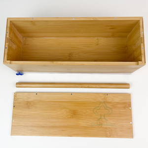 Dispenser per Sacchetti Sottovuoto in Bambù con Taglierina per Grandi Rotoli da 12 Pollici di Pellicola Trasparente, Alluminio e Carta Cerata - Product Image 2