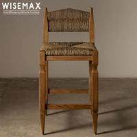 WISEMAX FURNITURE Chaise de comptoir de bar nordique classique en bois de frêne naturel Tabouret de bar haut avec repose-pieds pour îlot de cuisine