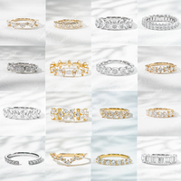 Cincin Setengah Eternity Stack Berlian CVD 1 Karat untuk Wanita, Emas 10K