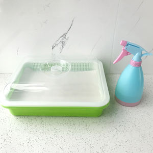 Bahan PP 3 Buah Rumah Kaca Pertanian Warna Hijau Baki Biji Tunas Kacang dengan Tutup - Product Image 2