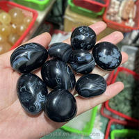 Pierres précieuses en vrac, vente en gros, 20-30 mm, pierres semi-précieuses polies de qualité supérieure, onyx noir naturel, pierres roulées pour la décoration