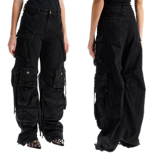 <span class=keywords><strong>Jeans</strong></span> cargo neri con design Multi-tascabile <span class=keywords><strong>jeans</strong></span> cargo personalizzati all'ingrosso dei pesi massimi da <span class=keywords><strong>donna</strong></span> - Product Image 2