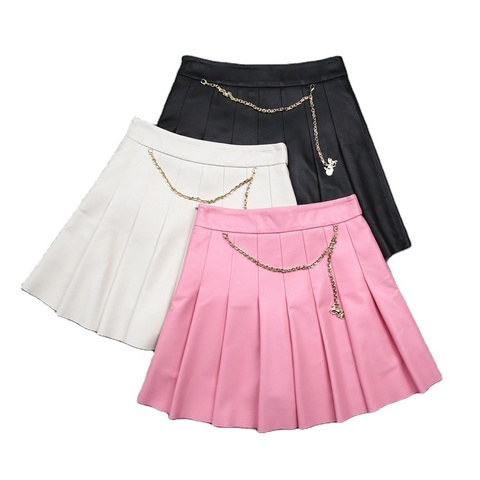 1337 Sweet Cool Fashion Pleated High Waist Sheepskin Mini a Version Short Skirt