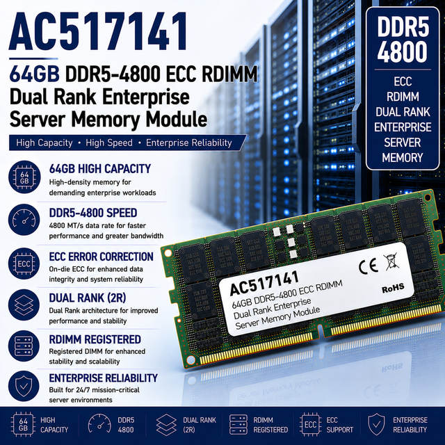 Wholesale Ac517141 64gb Ddr5-4800 Ecc Rdimm Dual Rank Enterprise Server Memory Module