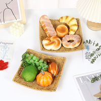 Panier en rotin synthétique PE tressé exquis, plateau de service multifonctionnel en plastique pour fruits, collations et légumes