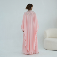MEXIZO 2026 Ensemble de 2 pièces, Robe de soirée musulmane longue en mousseline de soie avec cape à perles de cristal de luxe, manches longues, pour mariage, Eid, Ramadan