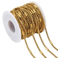 Collier artisanal en acier inoxydable avec chaîne en bambou, fermoir carré perlé, inaltérable, plaqué or 18 carats, chaîne sportive, accessoire de bijouterie DIY