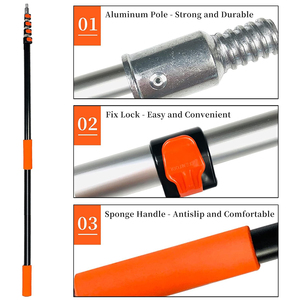 Poteau télescopique en <span class=keywords><strong>aluminium</strong></span> avec pointe en métal universelle à visser pour dépoussiérer le <span class=keywords><strong>nettoyage</strong></span> des vitres <span class=keywords><strong>de</strong></span> la peinture - Product Image 3