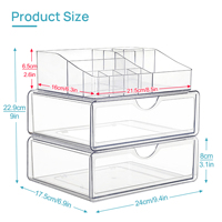 Boîte de rangement de bureau empilable en plastique PET transparent rectangulaire moderne, capacité de 10 à 20 L, pour le bureau et la maison