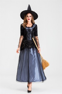 Costume de sorcière pour femmes, pour adultes, pour <span class=keywords><strong>Halloween</strong></span>, cosplay et <span class=keywords><strong>déguisement</strong></span>, en polyester, avec chapeau et robe - Product Image 2