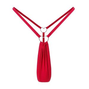 Women's <b>thong</b> underwear, solid color, simple and versatile, sexy, with a single <b>string</b>, heart-shaped metal ring, low-rise - Product Image 4
