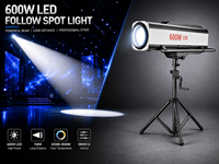 Projecteur LED 600W RGBWA avec zoom motorisé 6-15x, portée 150m, CRI90, sans scintillement, DMX512, IP20 pour théâtre, concert, mariage
