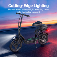 Scooter électrique 2 places avec panier de courses, moteur 500W, roues de 14 pouces, pliable, pour adultes, scooter électrique urbain, stock disponible en entrepôt local au Royaume-Uni