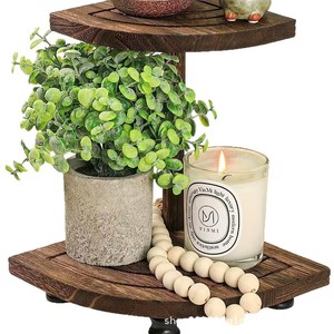 Solid <b>Wood</b> <b>Storage</b> <b>Rack</b> 20x26x23cm 2 Tier Durable Rectangular Standing Organizer For Home Living Room Miscellaneous Items - Product Image 5