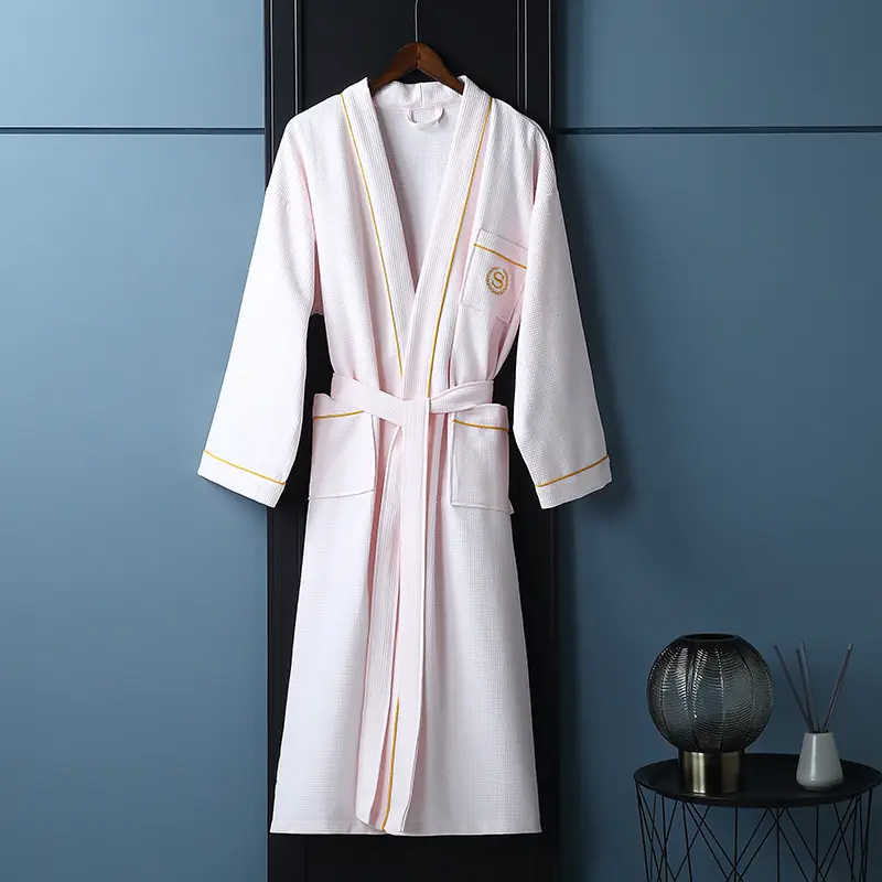 Hotel Unsix Bathrobe Warm Pajamas Sleep Wear Bath Robe Plain Gift Classic OEM Pockets Waffle Technics