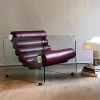 Fauteuil de salon flottant en acrylique au design nordique créatif haut de gamme, style épuré, mobilier de maison, chaise en acrylique et cuir