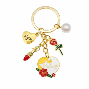 Porte-clés en métal émaillé personnalisé pour la fête des mères, cadeau personnalisé pour maman, vente en gros, OEM ODM - Product Image 1