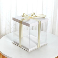 Boîtes à gâteaux carrées en carton blanc en plastique transparent 12x12x12 boîtes à gâteaux transparentes de mariage emballage