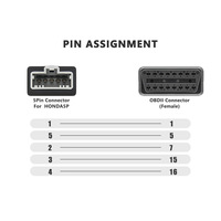5Pin OBD1 to OBD2 obdii 16Pin Female Connector Cable Diagnostic Tool 12-24V