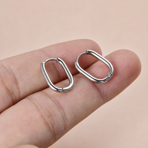 Boucles d'oreilles créoles ovales irrégulières tendance en acier inoxydable 316L plaqué or véritable 18 carats, bijoux <span class=keywords><strong>pour</strong></span> femme, cadeau - Product Image 4