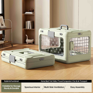Trasportino Pieghevole per Animali Domestici, Gabbia da Viaggio Portatile per Gatti con Pannelli Trasparenti, Design Facile da Pulire per Uso Domestico ed Esterno - Product Image 3