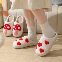 2025 Nieuwe Collectie Valentijn Hart Patroon Winter Slippers Gezellig Pluche Indoor Slippers Anti-Slip Warm Huis Slaapkamer Voor Vrouw Man