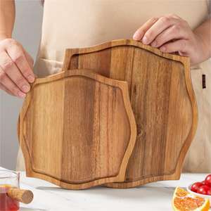 Plateau en bois d'acacia biologique durable, plateau à fromage écologique, plateau à café, à thé, à petit-déjeuner, à pain, pour servir lors de fêtes - Product Image 4