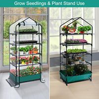 Rak 5 tingkat Mini rumah kaca dengan bingkai logam tahan air tikar berkebun Rumah kaca untuk tanaman balkon