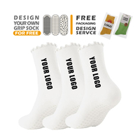 Chaussettes de Pilates professionnelles personnalisées pour femmes, antidérapantes avec grip en silicone, chaussettes de yoga et de ballet unies, chaussettes de yoga personnalisées à volants