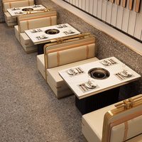 Ensemble de mobilier de restaurant commercial moderne sur mesure, tables et banquettes semi-circulaires durables à structure métallique pour restaurants de hot pot et de barbecue
