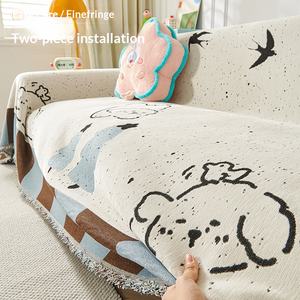 <span class=keywords><strong>Housse</strong></span> <span class=keywords><strong>de</strong></span> canapé en chenille anti-griffures pour chat, respirante, motif dessin animé mignon, antidérapante, couverture intégrale, universelle quatre saisons - Product Image 1