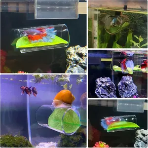 Aquarium <span class=keywords><strong>Betta</strong></span>-Fisch Acryl-Röhre Kleiner Tunnel mit Ruheblatt Aquarium-Deko Hohldesign für Bessere Beobachtung von <span class=keywords><strong>Betta</strong></span>-Fischen - Product Image 6