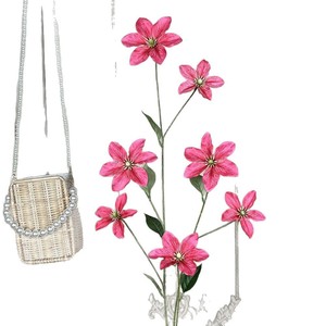 Flores Artificiales de Clematista de Seda, 7 Tallos Largos, Realistas, Decoración para Bodas, Accesorios para Fotografía en Exteriores, Decoración para el Hogar - Product Image 5