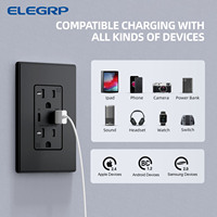 Prise USB ELEGRP avec ports USB de type A et de type C, prise murale NEMA 5-20R, chargeur USB certifié UL